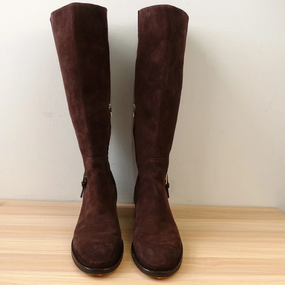 Dolce Vita Womens Knee High Boots 10 Dark Brown Suede Y2K Tech Waterproof $275